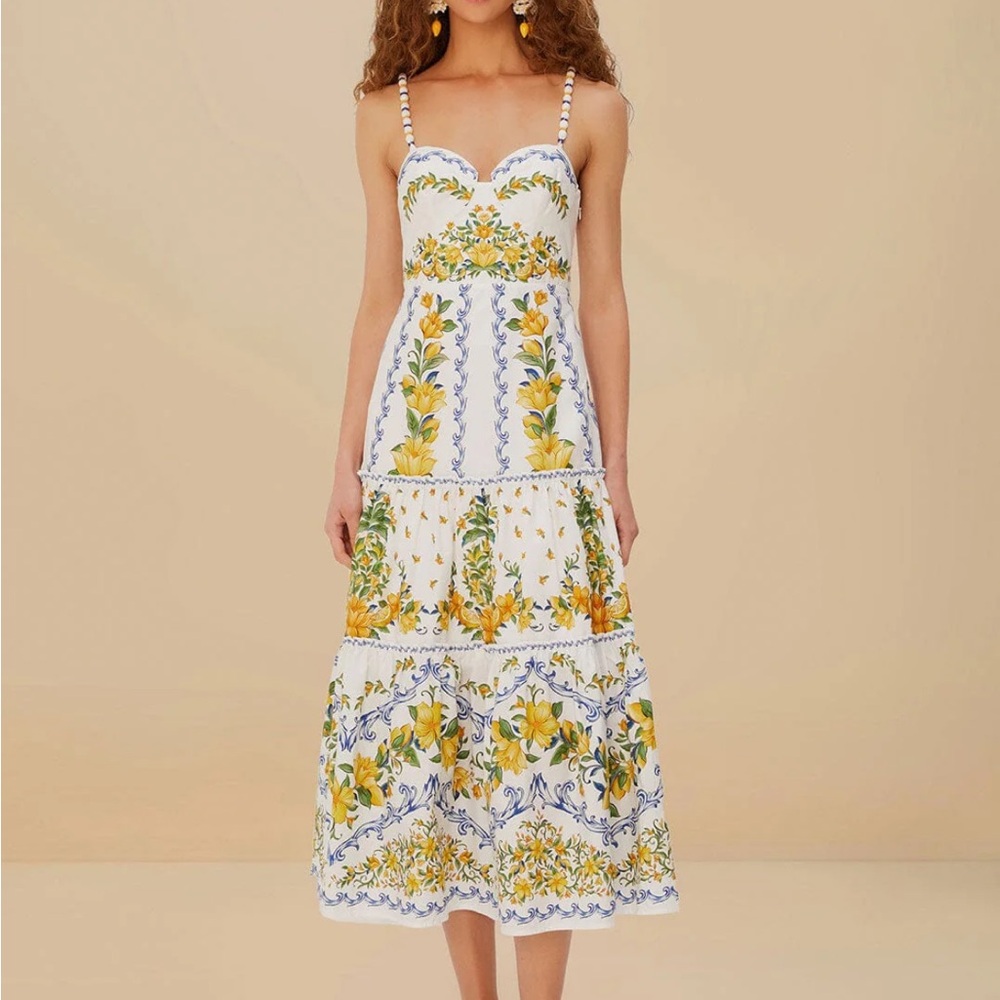 Farm Rio Sicily Organic Cotton Midi Dress